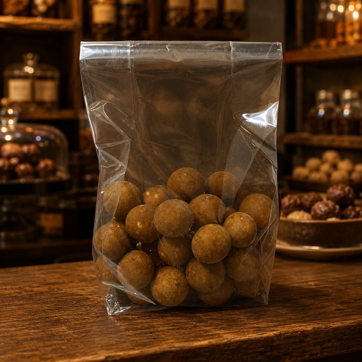 Chokladkulor i transparent påse